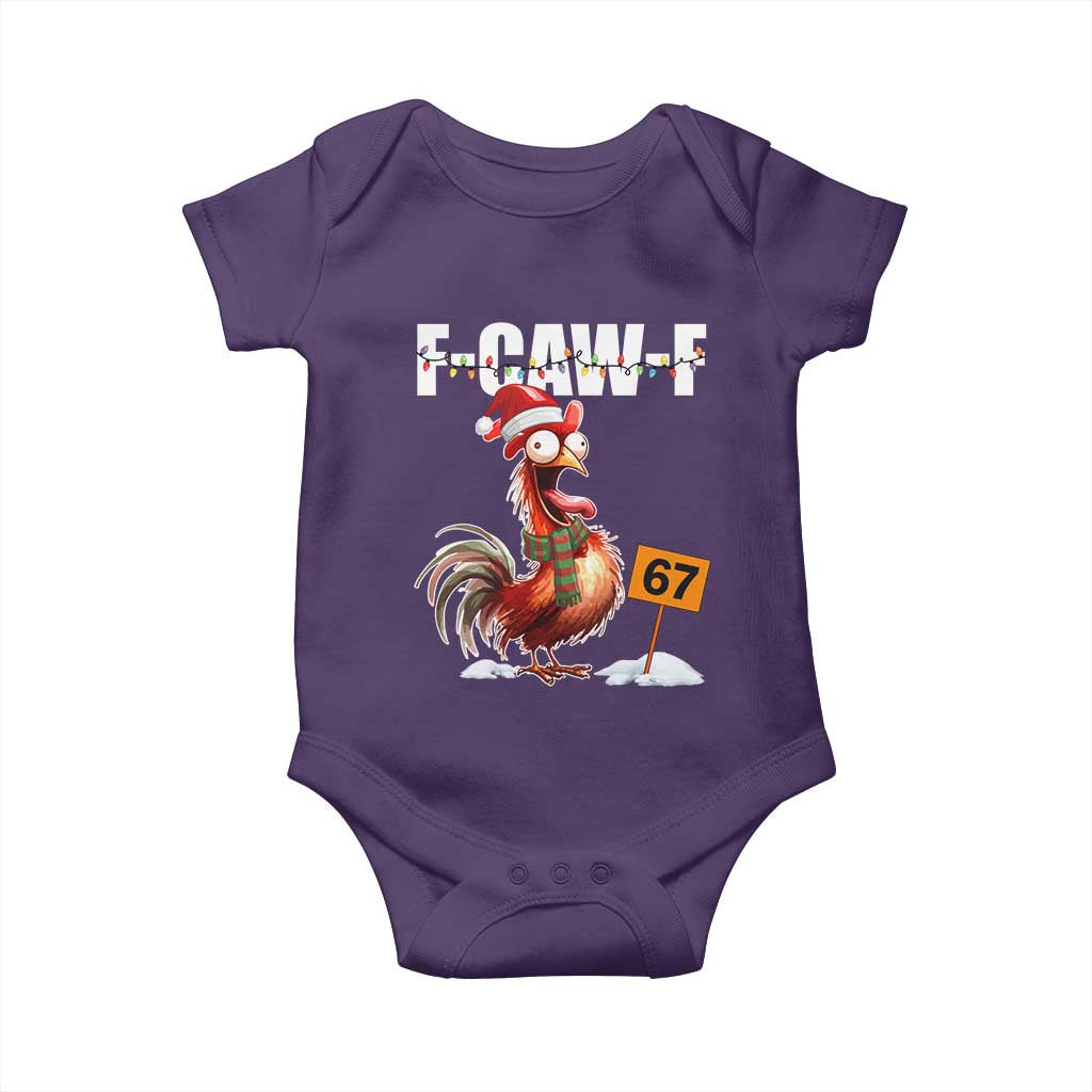 Funny F Caw F 67 Meme Christmas Baby Onesie Xmas Cartoon Rooster Chicken Poultry Humor TS11 Purple Print Your Wear