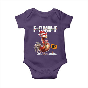 Funny F Caw F 67 Meme Christmas Baby Onesie Xmas Cartoon Rooster Chicken Poultry Humor TS11 Purple Print Your Wear