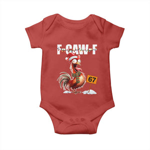 Funny F Caw F 67 Meme Christmas Baby Onesie Xmas Cartoon Rooster Chicken Poultry Humor TS11 Red Print Your Wear