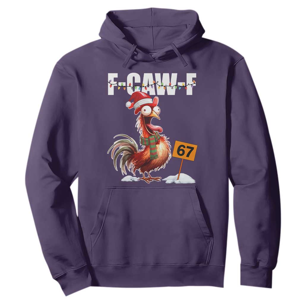 Funny F Caw F 67 Meme Christmas Hoodie Xmas Cartoon Rooster Chicken Poultry Humor TS11 Purple Print Your Wear