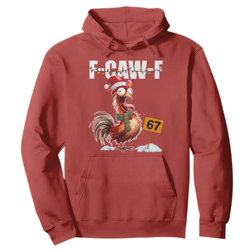 Funny F Caw F 67 Meme Christmas Hoodie Xmas Cartoon Rooster Chicken Poultry Humor TS11 Red Print Your Wear