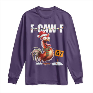 Funny F Caw F 67 Meme Christmas Long Sleeve Shirt Xmas Cartoon Rooster Chicken Poultry Humor TS11 Purple Print Your Wear