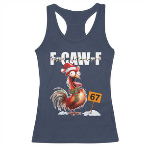 Funny F Caw F 67 Meme Christmas Racerback Tank Top Xmas Cartoon Rooster Chicken Poultry Humor TS11 Navy Print Your Wear
