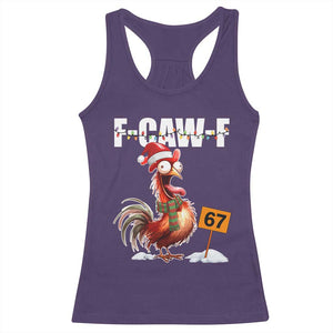 Funny F Caw F 67 Meme Christmas Racerback Tank Top Xmas Cartoon Rooster Chicken Poultry Humor TS11 Purple Print Your Wear