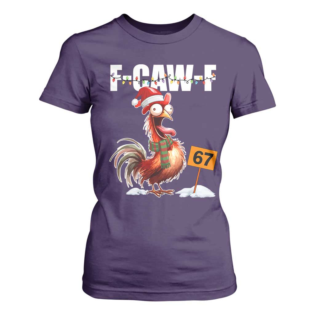 Funny F Caw F 67 Meme Christmas T Shirt For Women Xmas Cartoon Rooster Chicken Poultry Humor TS11 Purple Print Your Wear