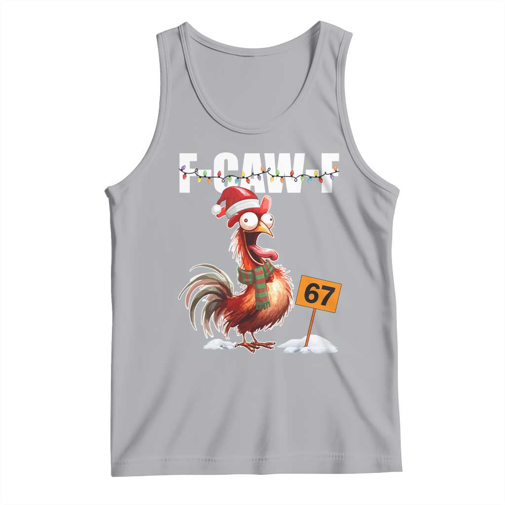 Funny F Caw F 67 Meme Christmas Tank Top Xmas Cartoon Rooster Chicken Poultry Humor TS11 Athletic Heather Print Your Wear