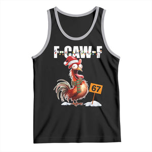 Funny F Caw F 67 Meme Christmas Tank Top Xmas Cartoon Rooster Chicken Poultry Humor TS11 Black Athletic Heather Print Your Wear