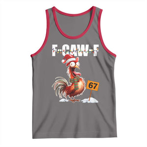 Funny F Caw F 67 Meme Christmas Tank Top Xmas Cartoon Rooster Chicken Poultry Humor TS11 Deep Heather Red Print Your Wear