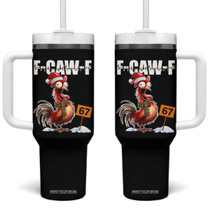 Funny F Caw F 67 Meme Christmas Tumbler With Handle Xmas Cartoon Rooster Chicken Poultry Humor TS11 One Size: 40 oz Black Print Your Wear