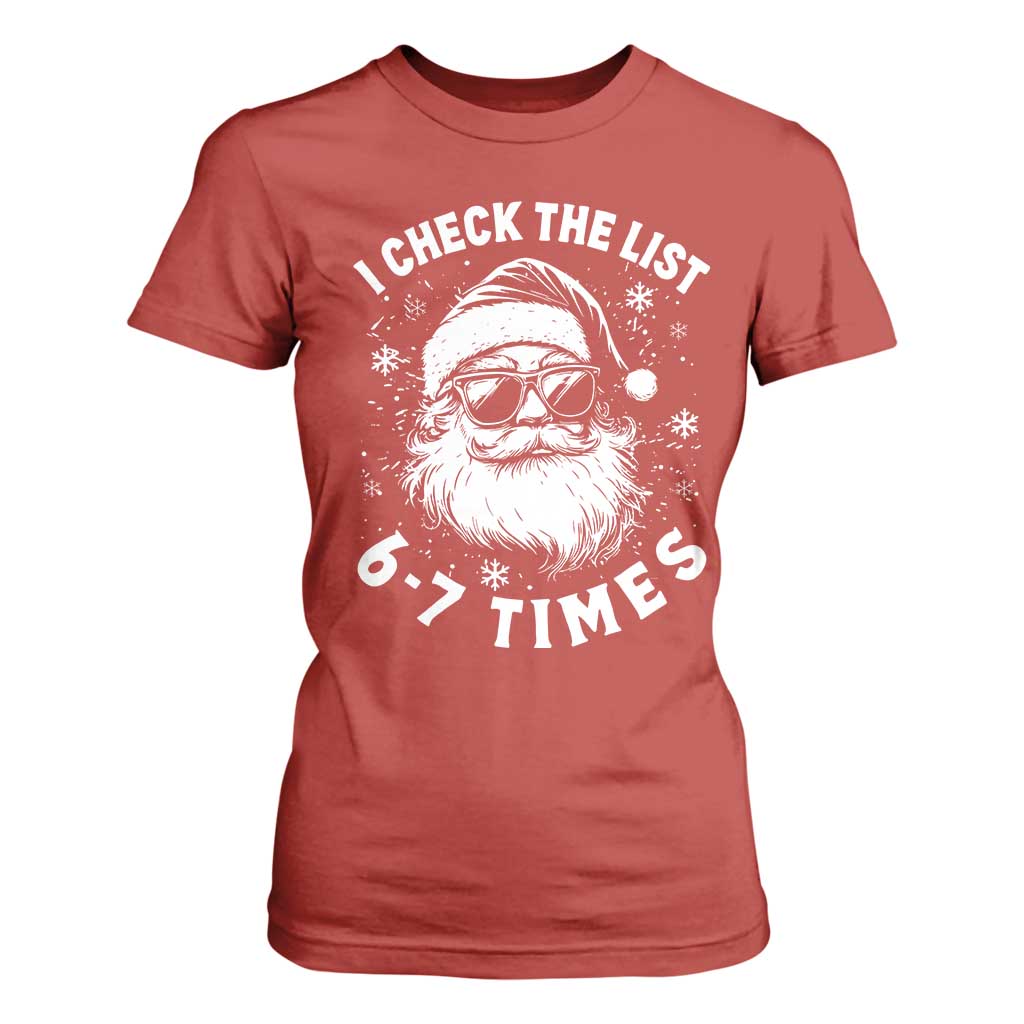 67 Meme Christmas Santa T Shirt For Women Funny I Check The List 67 Times TS11 Red Print Your Wear