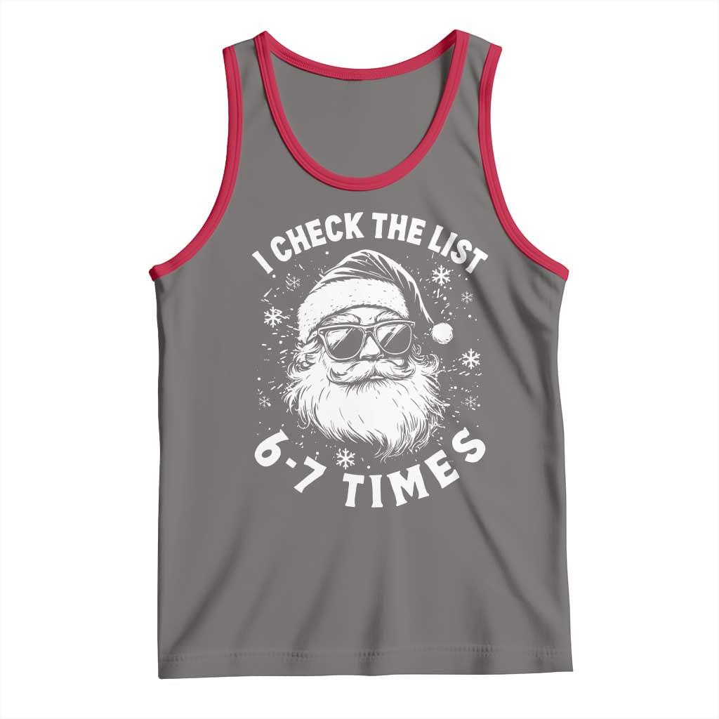 67 Meme Christmas Santa Tank Top Funny I Check The List 67 Times TS11 Deep Heather Red Print Your Wear