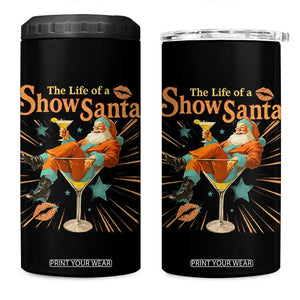 The Life Of The Show Santa 4 in 1 Can Cooler Tumbler Funny Christmas Orange Santa TS11 One Size: 16 oz Black Print Your Wear