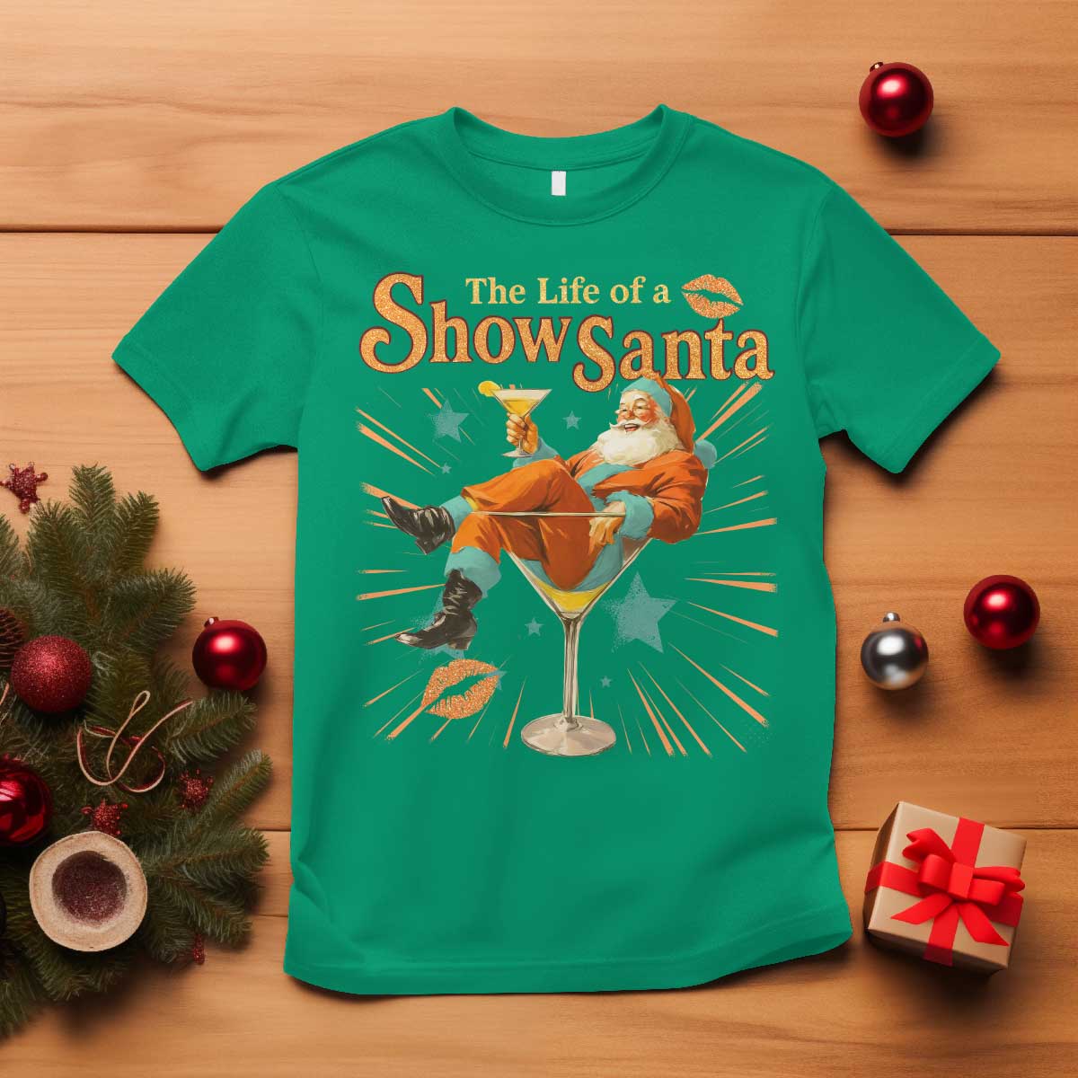 The Life Of The Show Santa T Shirt Funny Christmas Orange Santa TS11 Irish Green Print Your Wear