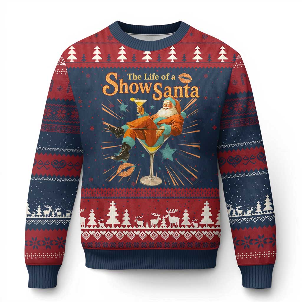 The Life Of The Show Santa Ugly Christmas Sweater Funny Xmas Orange Santa TS11 Navy Red Print Your Wear