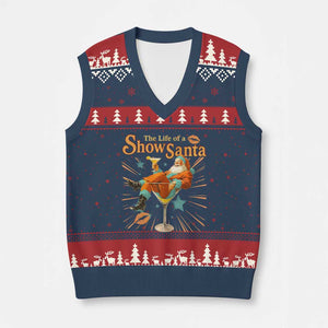 The Life Of The Show Santa V-Neck Knit Sweater Vest Funny Xmas Orange Santa TS11 Navy Red Print Your Wear