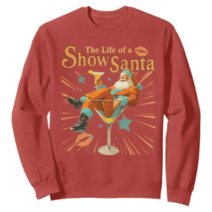 The Life Of The Show Santa Sweatshirt Funny Christmas Orange Santa TS11 Red Print Your Wear