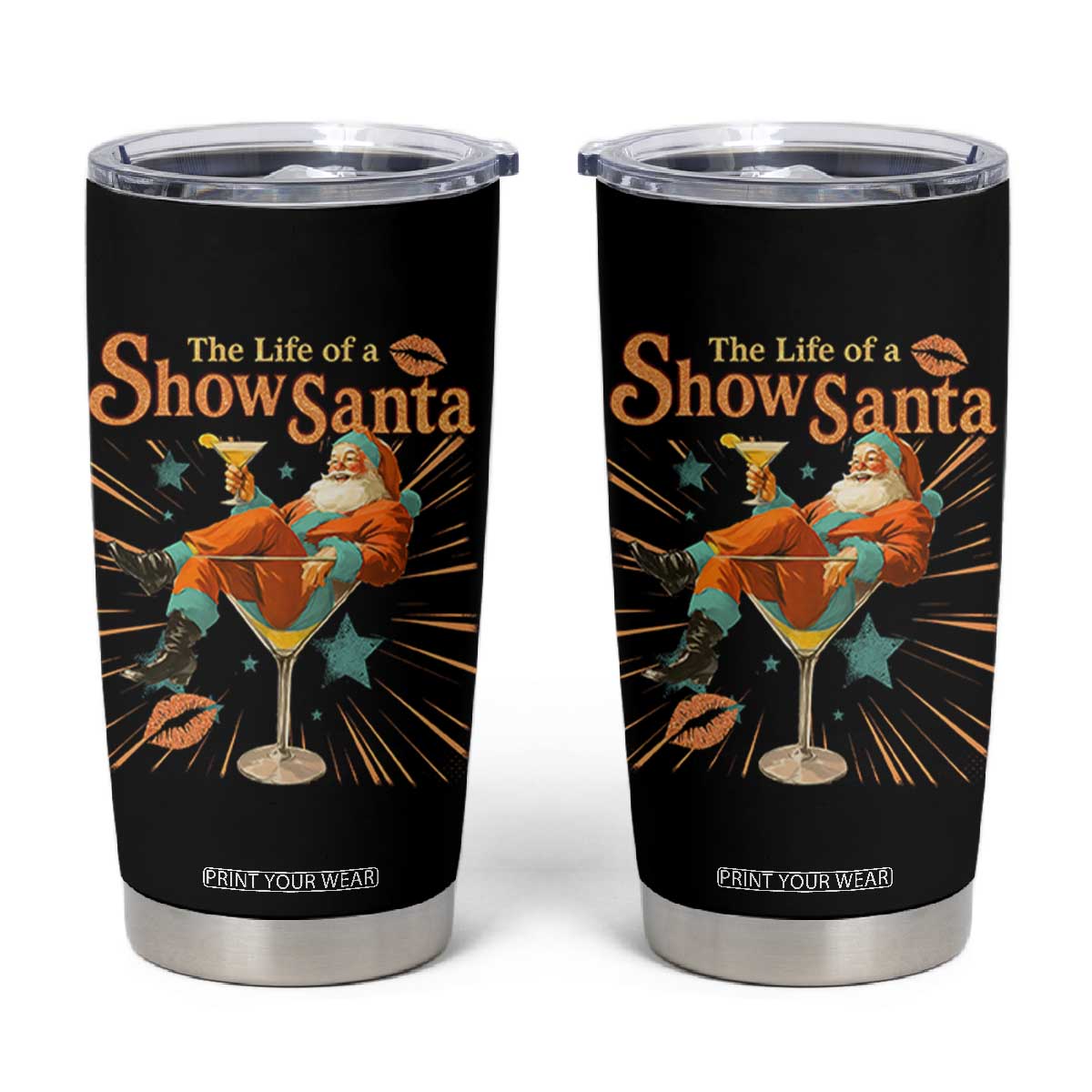 The Life Of The Show Santa Tumbler Cup Funny Christmas Orange Santa TS11 Black Print Your Wear