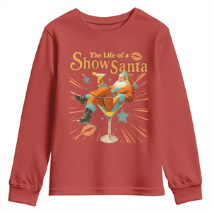 The Life Of The Show Santa Youth Sweatshirt Funny Christmas Orange Santa TS11 Red Print Your Wear