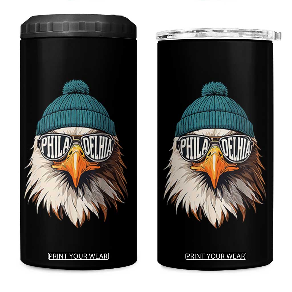 Philadelphia Fan 4 in 1 Can Cooler Tumbler Eagles Sport Philly Fan Game Day TS11 One Size: 16 oz Black Print Your Wear