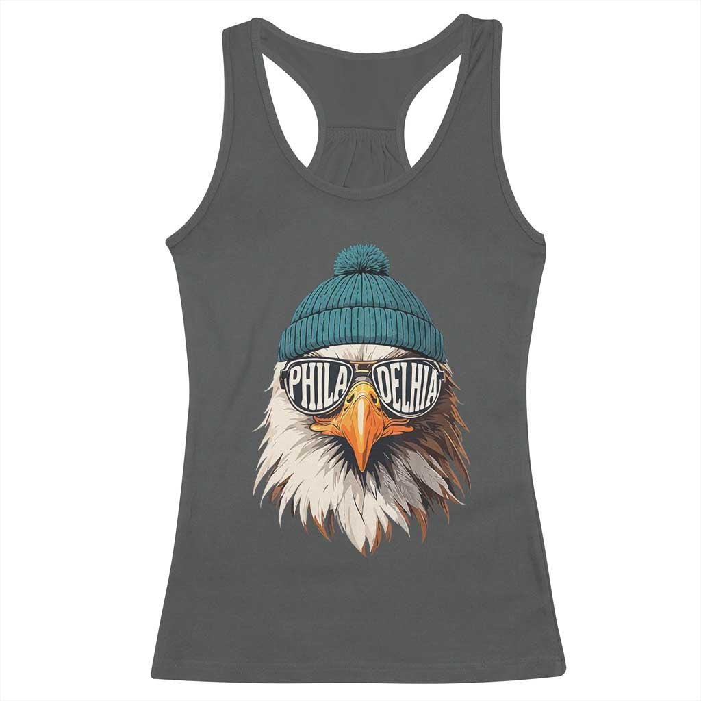 Funny PFE Game Day Racerback Tank Top Green Sunglasses Football Lover TS11 Dark Heather Print Your Wear