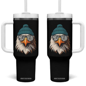 Funny PFE Game Day Tumbler With Handle Green Sunglasses Football Lover TS11 One Size: 40 oz Black Print Your Wear
