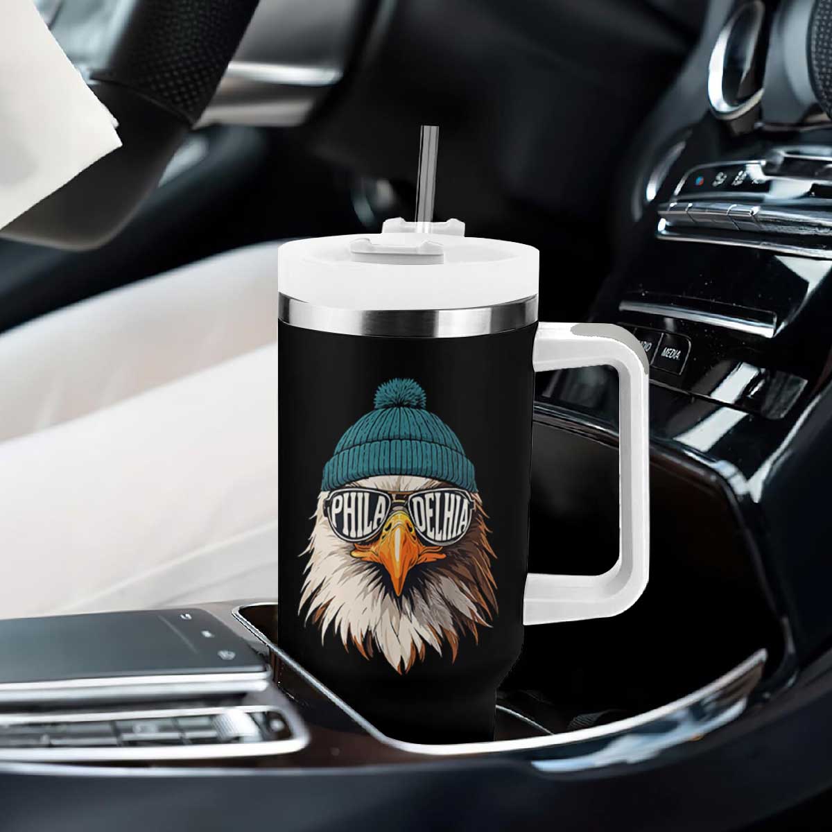 Funny PFE Game Day Tumbler With Handle Green Sunglasses Football Lover TS11 Print Your Wear