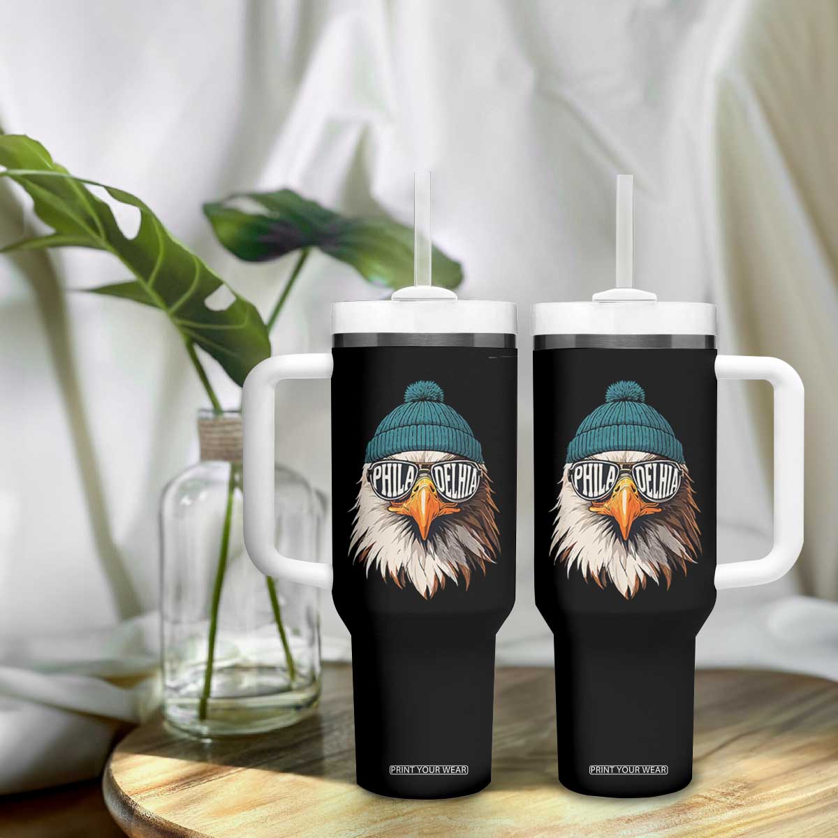 Funny PFE Game Day Tumbler With Handle Green Sunglasses Football Lover TS11 Print Your Wear