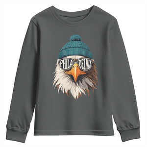 Funny PFE Game Day Youth Sweatshirt Green Sunglasses Football Lover TS11 Dark Heather Print Your Wear