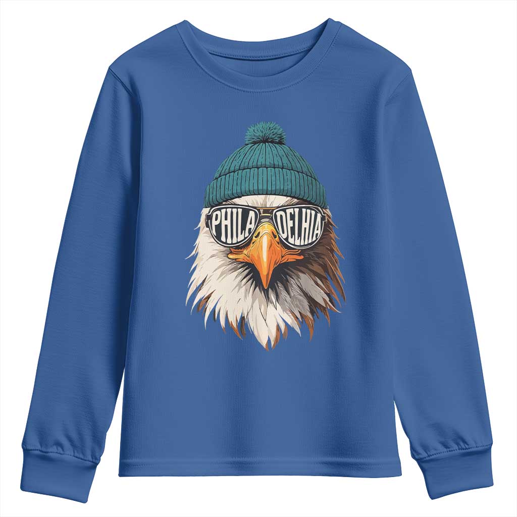 Funny PFE Game Day Youth Sweatshirt Green Sunglasses Football Lover TS11 Royal Blue Print Your Wear