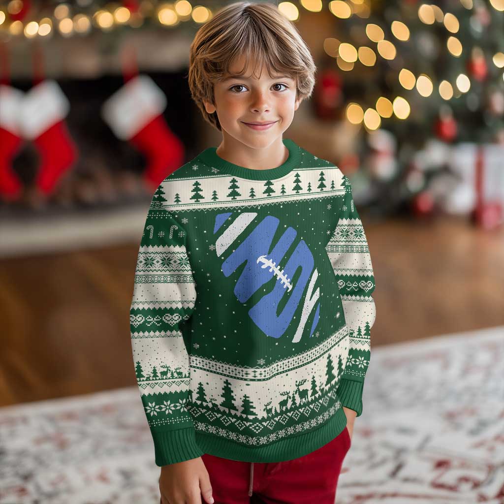 IFC Blue Football Lovers Game Day Ugly Christmas Sweater TS11 Forest Green Beige Print Your Wear