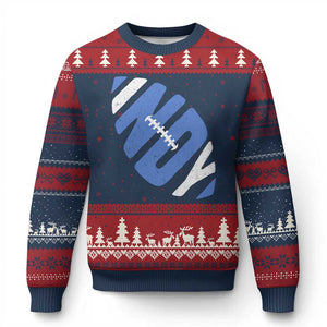 IFC Blue Football Lovers Game Day Ugly Christmas Sweater TS11 Navy Red Print Your Wear