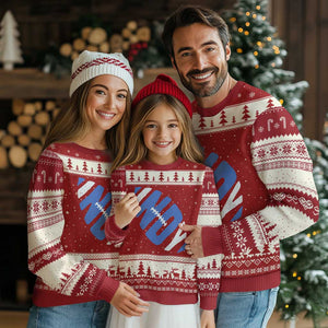 IFC Blue Football Lovers Game Day Ugly Christmas Sweater TS11 Red Beige Print Your Wear