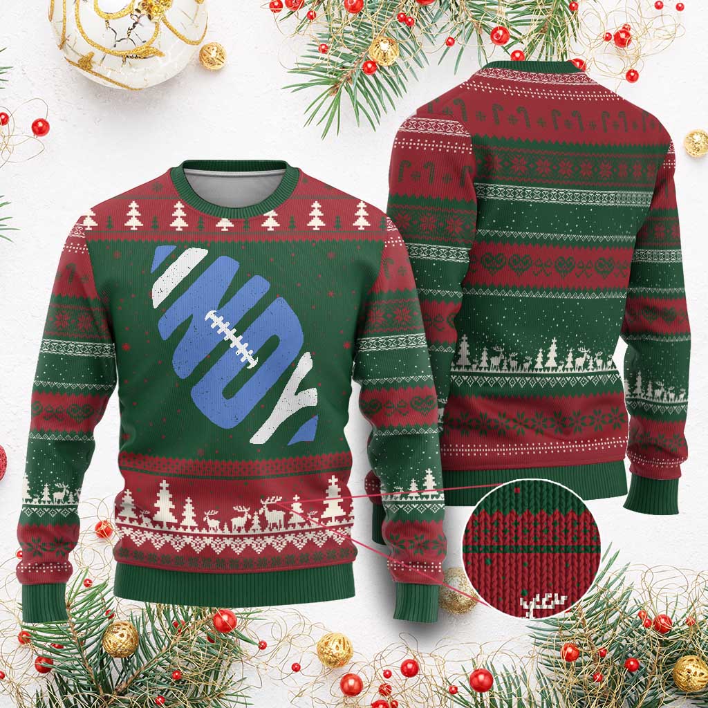 IFC Blue Football Lovers Game Day Ugly Christmas Sweater TS11 Red Green Print Your Wear