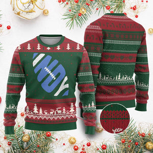 IFC Blue Football Lovers Game Day Ugly Christmas Sweater TS11 Red Green Print Your Wear