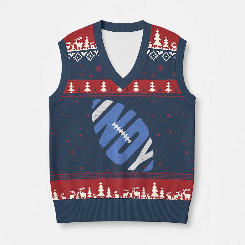 IFC Blue Football Lovers Game Day V-Neck Knit Sweater Vest TS11 Navy Red Print Your Wear