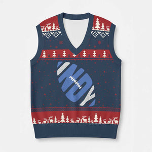 IFC Blue Football Lovers Game Day V-Neck Knit Sweater Vest TS11 Navy Red Print Your Wear