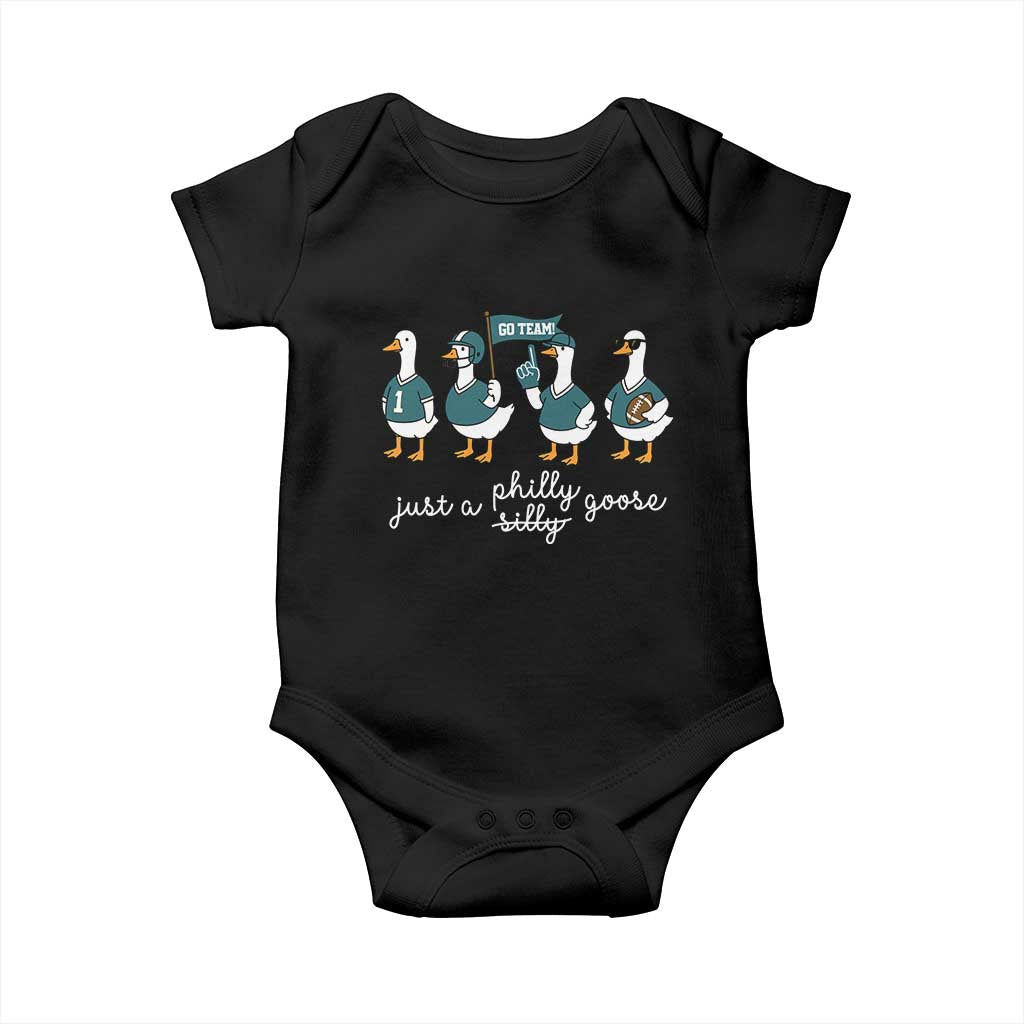 Just A Philly Goose Baby Onesie Funny Philadelphia Fan Silly Gooses Game Day TS11 Black Print Your Wear