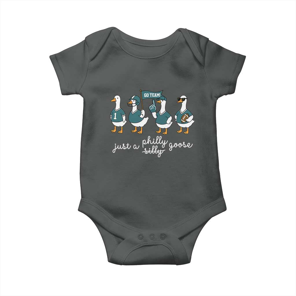 Just A Philly Goose Baby Onesie Funny Philadelphia Fan Silly Gooses Game Day TS11 Dark Heather Print Your Wear