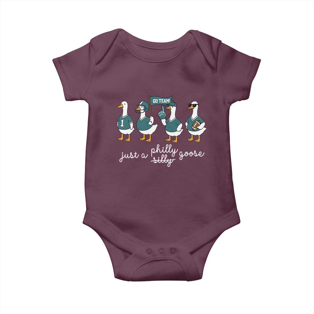 Just A Philly Goose Baby Onesie Funny Philadelphia Fan Silly Gooses Game Day TS11 Maroon Print Your Wear