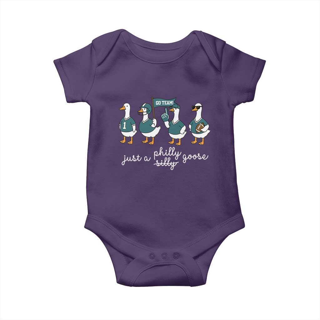 Just A Philly Goose Baby Onesie Funny Philadelphia Fan Silly Gooses Game Day TS11 Purple Print Your Wear