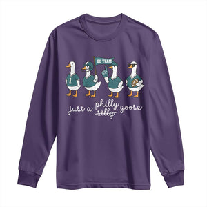 Funny Just A Silly Goose Football Long Sleeve Shirt PFE Sport Lover Game Day TS11 Purple Print Your Wear