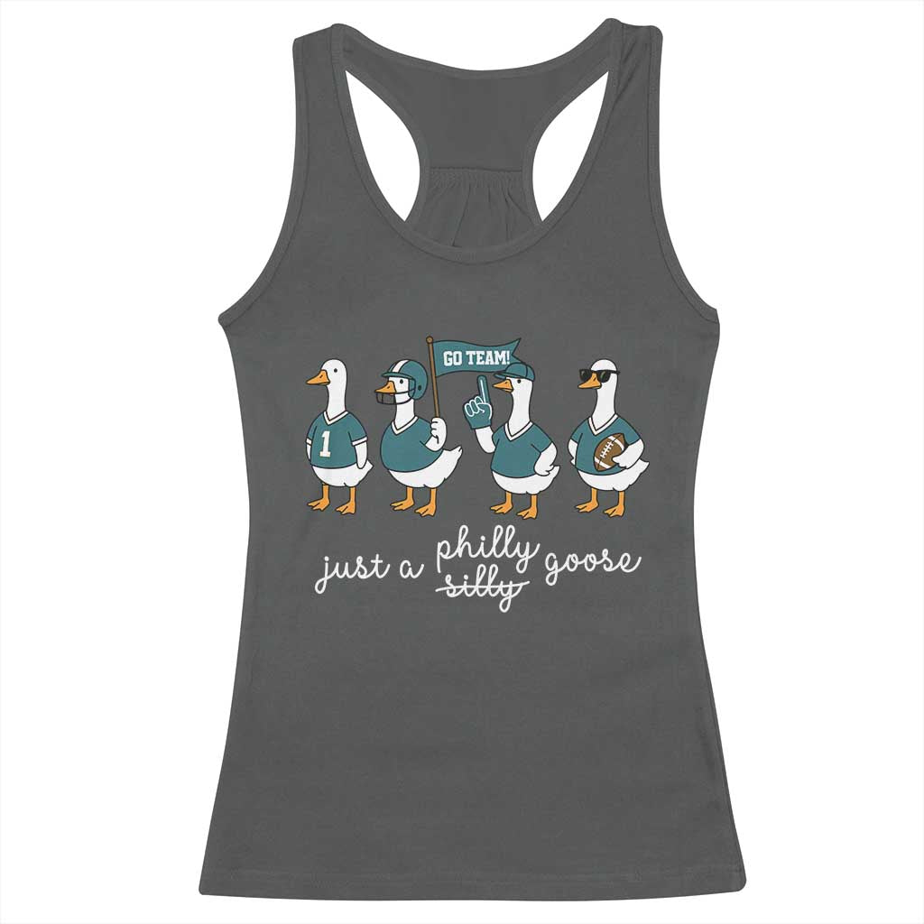 Funny Just A Silly Goose Football Racerback Tank Top PFE Sport Lover Game Day TS11 Dark Heather Print Your Wear