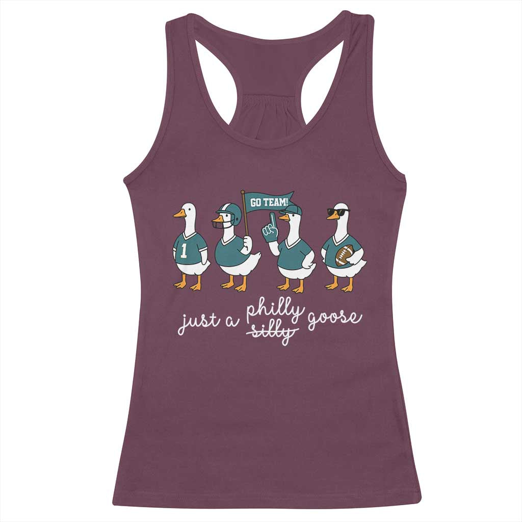 Funny Just A Silly Goose Football Racerback Tank Top PFE Sport Lover Game Day TS11 Maroon Print Your Wear