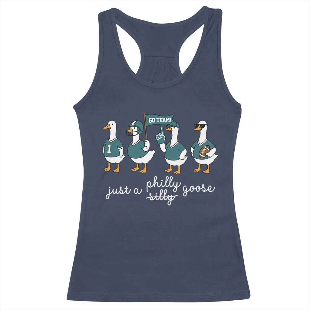 Just A Philly Goose Racerback Tank Top Funny Philadelphia Fan Silly Gooses Game Day TS11 Navy Print Your Wear