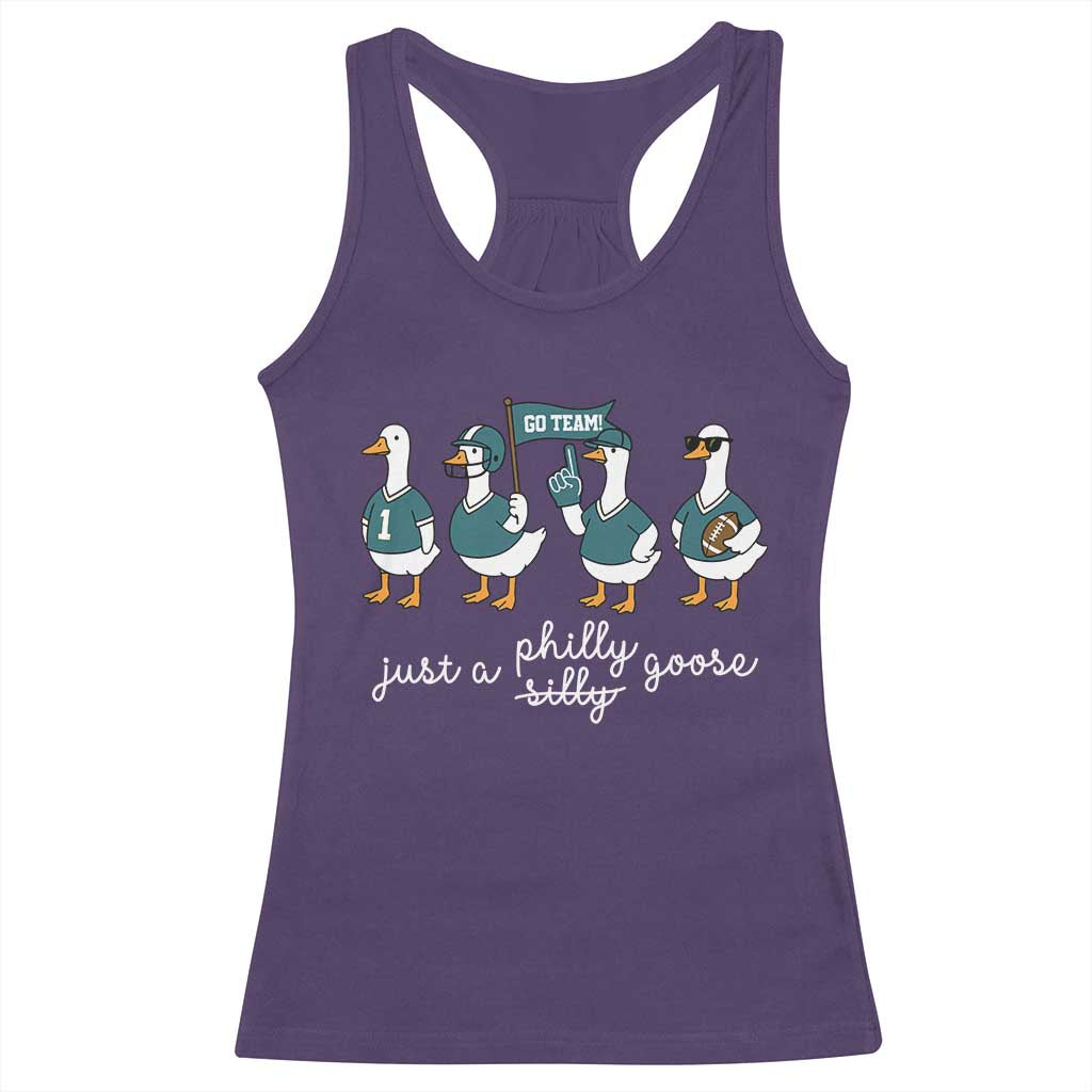 Funny Just A Silly Goose Football Racerback Tank Top PFE Sport Lover Game Day TS11 Purple Print Your Wear