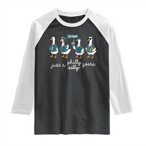 Funny Just A Silly Goose Football Raglan Shirt PFE Sport Lover Game Day TS11 Black White Print Your Wear