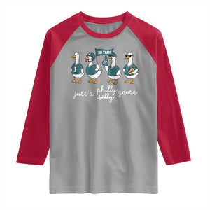 Funny Just A Silly Goose Football Raglan Shirt PFE Sport Lover Game Day TS11 Sport Gray Red Print Your Wear