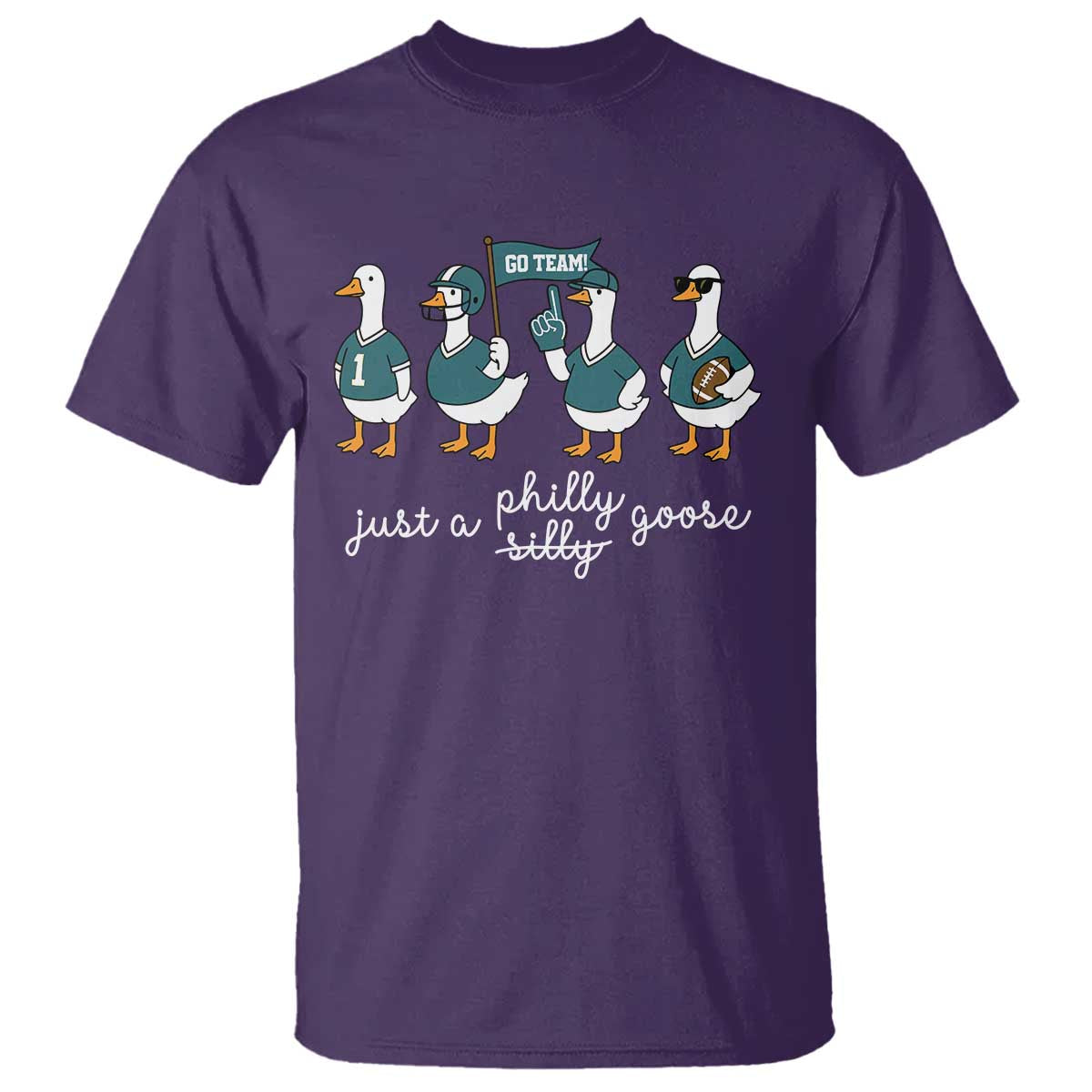 Funny Just A Silly Goose Football T Shirt PFE Sport Lover Game Day TS11 Purple Print Your Wear