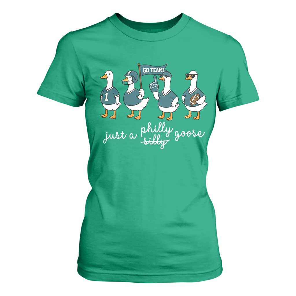 Funny Just A Silly Goose Football T Shirt For Women PFE Sport Lover Game Day TS11 Irish Green Print Your Wear