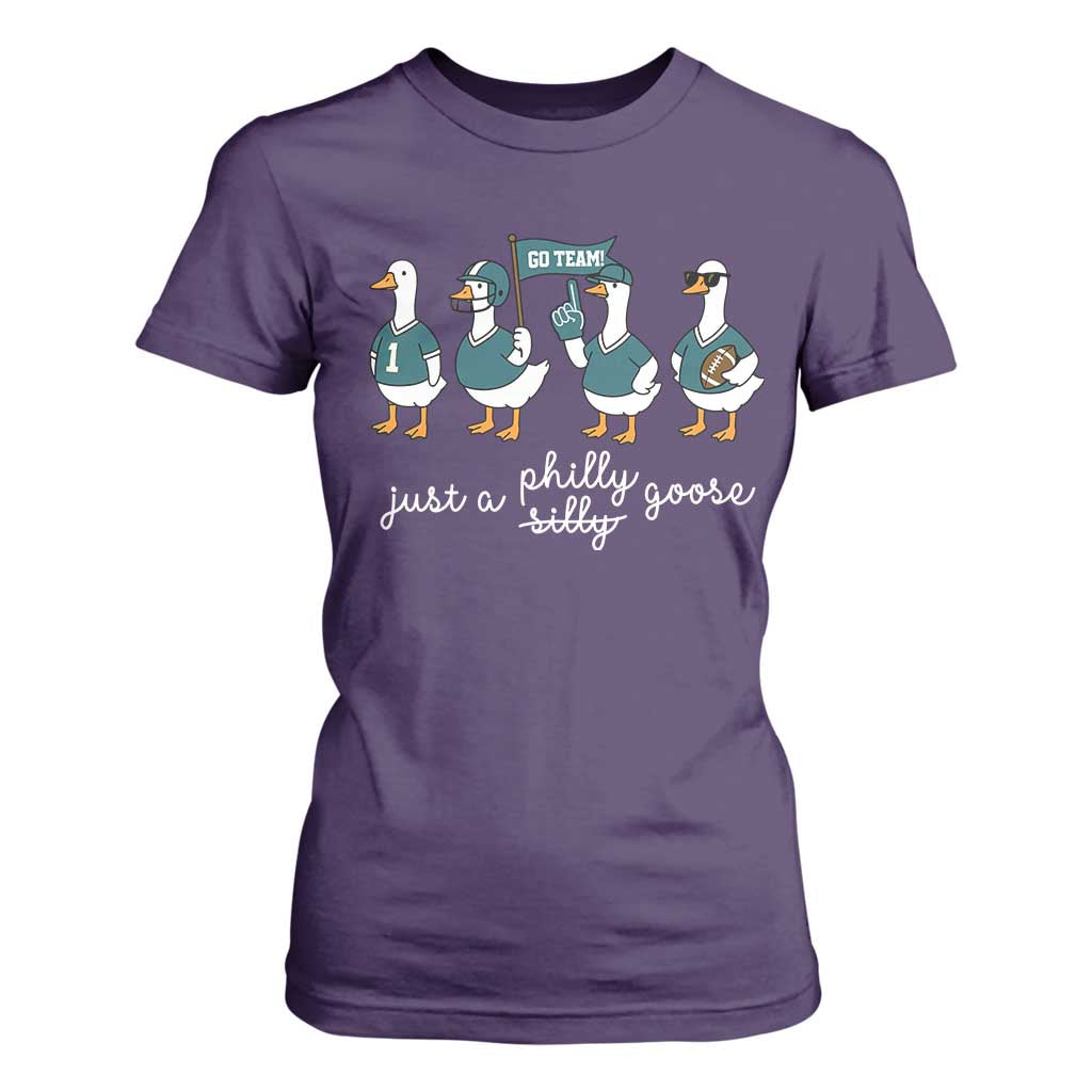 Funny Just A Silly Goose Football T Shirt For Women PFE Sport Lover Game Day TS11 Purple Print Your Wear